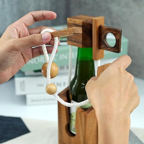 Miniatura 17 de BSIRI Think for Bottle Puzzle Challenging Brain Teaser y Holder Game Almacenamiento funcional Ideal para amantes de las botellas y regalos