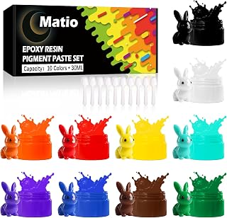 Matio 10 Color Pigment Paste for Epoxy Resin Color Pigment, 17.63oz/300ml Highly Concentrated Colorant, Opaque Liquid Dye Set for DIY Craft Resin Coloring, Resina Art Painting, Jewelry Making