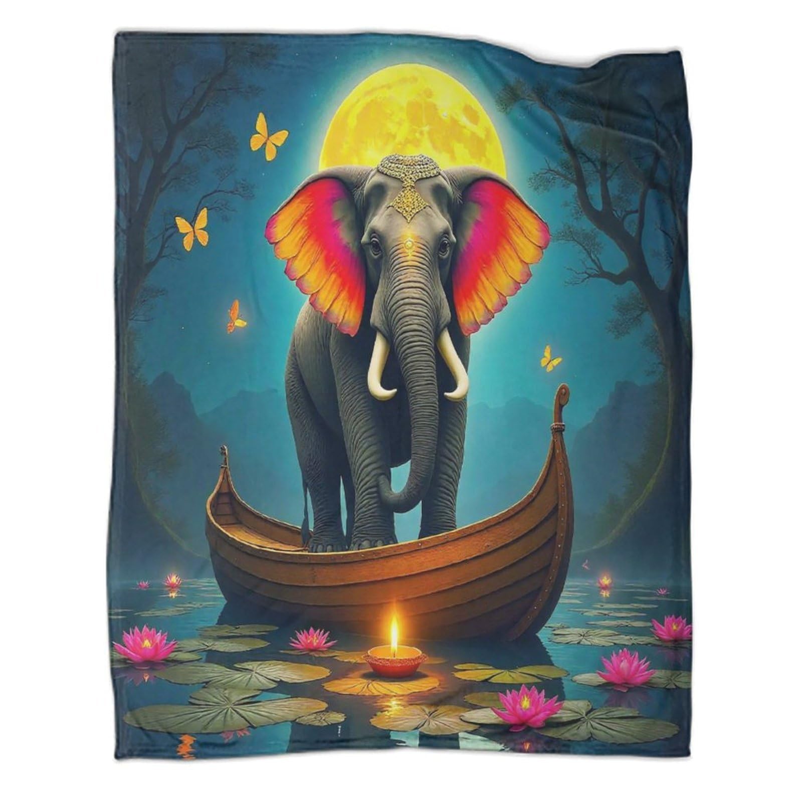 Couverture éléphant en flanelle 3D pour le camping et les voyages
