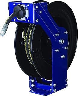 PROLUBE 1/2-inch NPT x 33-Feet Dual Arm Retractable Oil Hose Reel | 2000 PSI Max Pressure | Cassetted Spring Design | Ratchet Style | Multiple Position Guide Arm (47971)