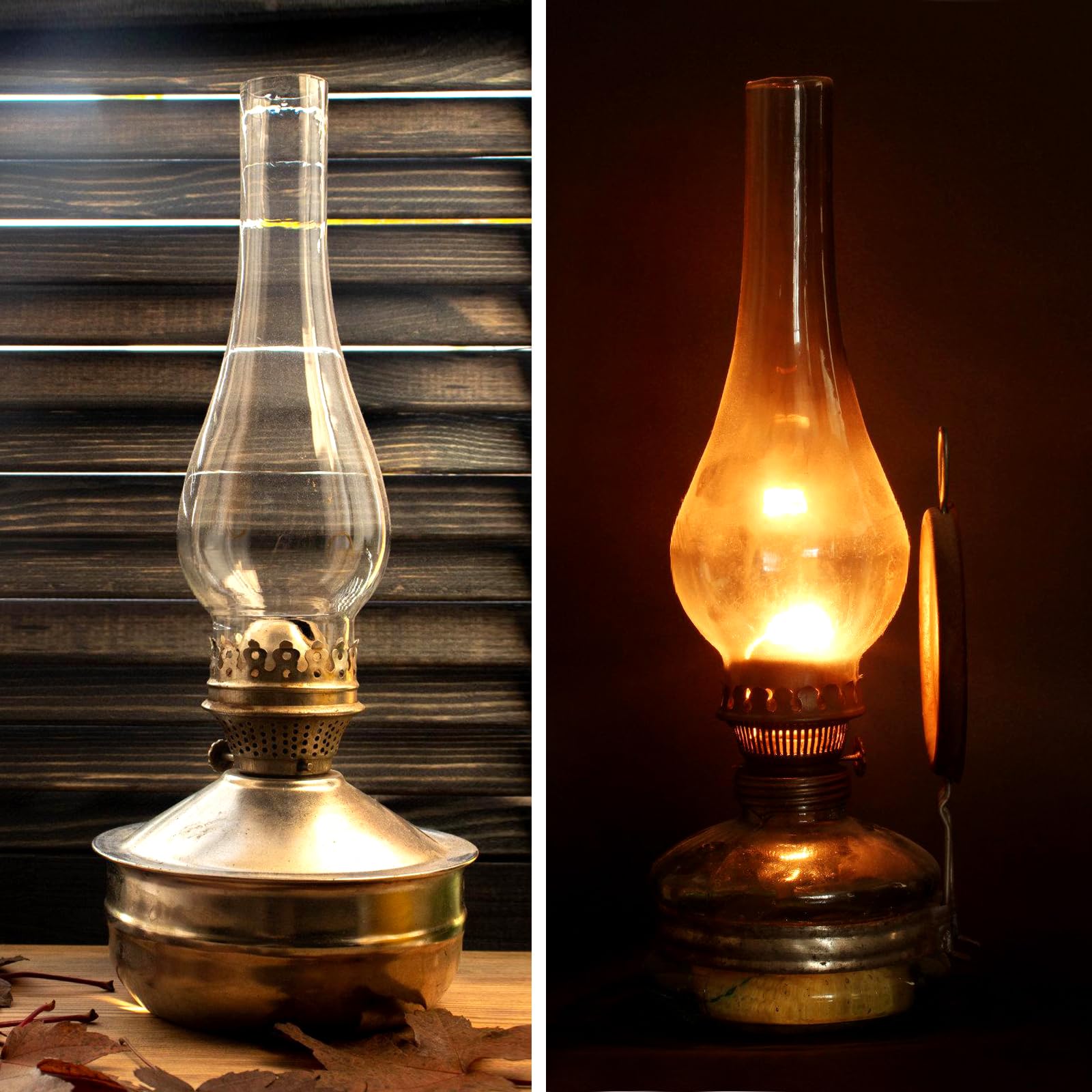Abat-Jour en Verre pour Lampe à Pétrole, Cheminée de Lampe à Huile, Verre de Rechange pour Lampen à Pétrole Vintage (Base de 5 cm, Hauteur de 24 cm)