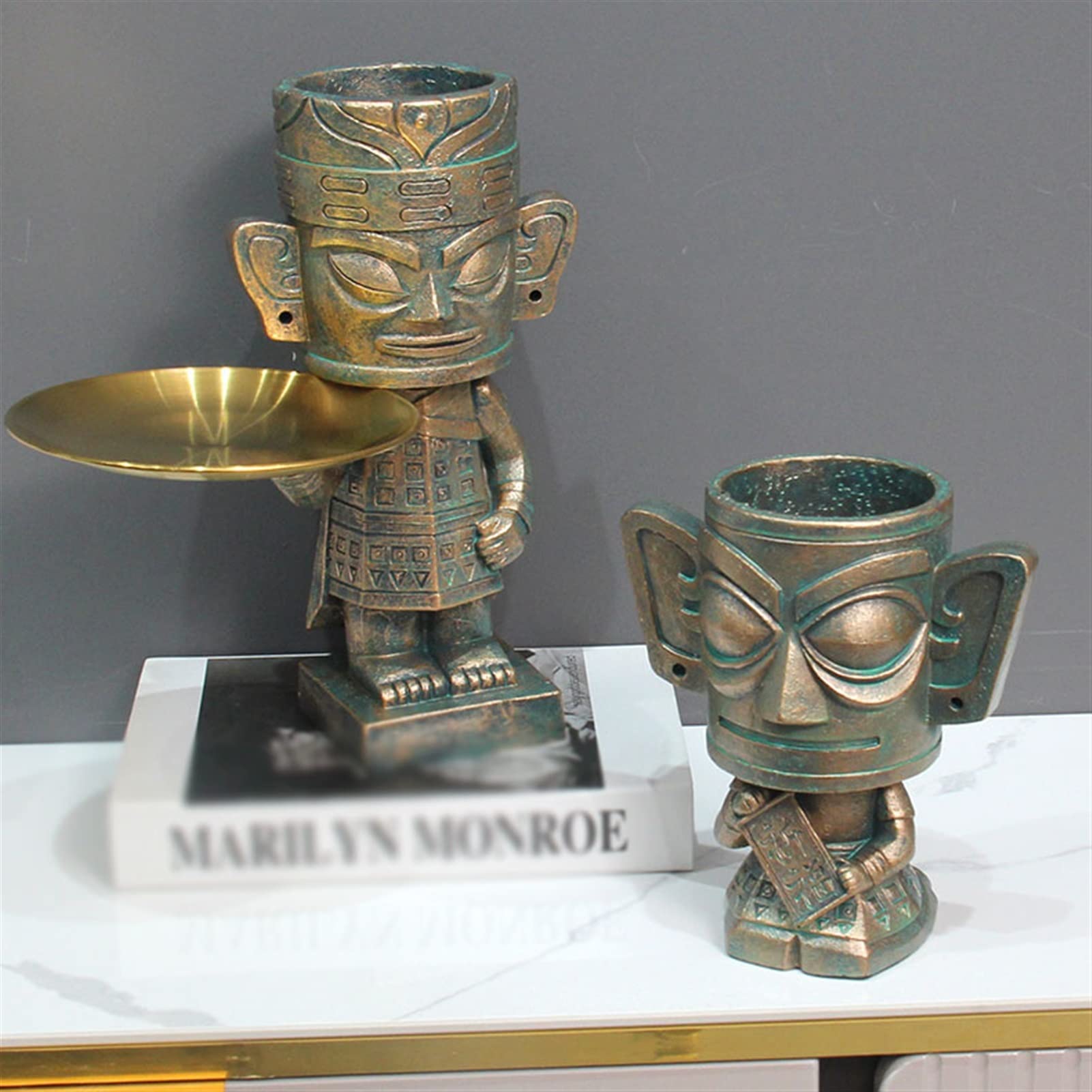 Porta penna Porta della penna Cinese Retro Desktop Decorazione Matita Pentina di magazzino Destinazione Office Caratteri creativi Statue Spazzola Pieno arte fatti a mano. Coppa della penna ( Size : B