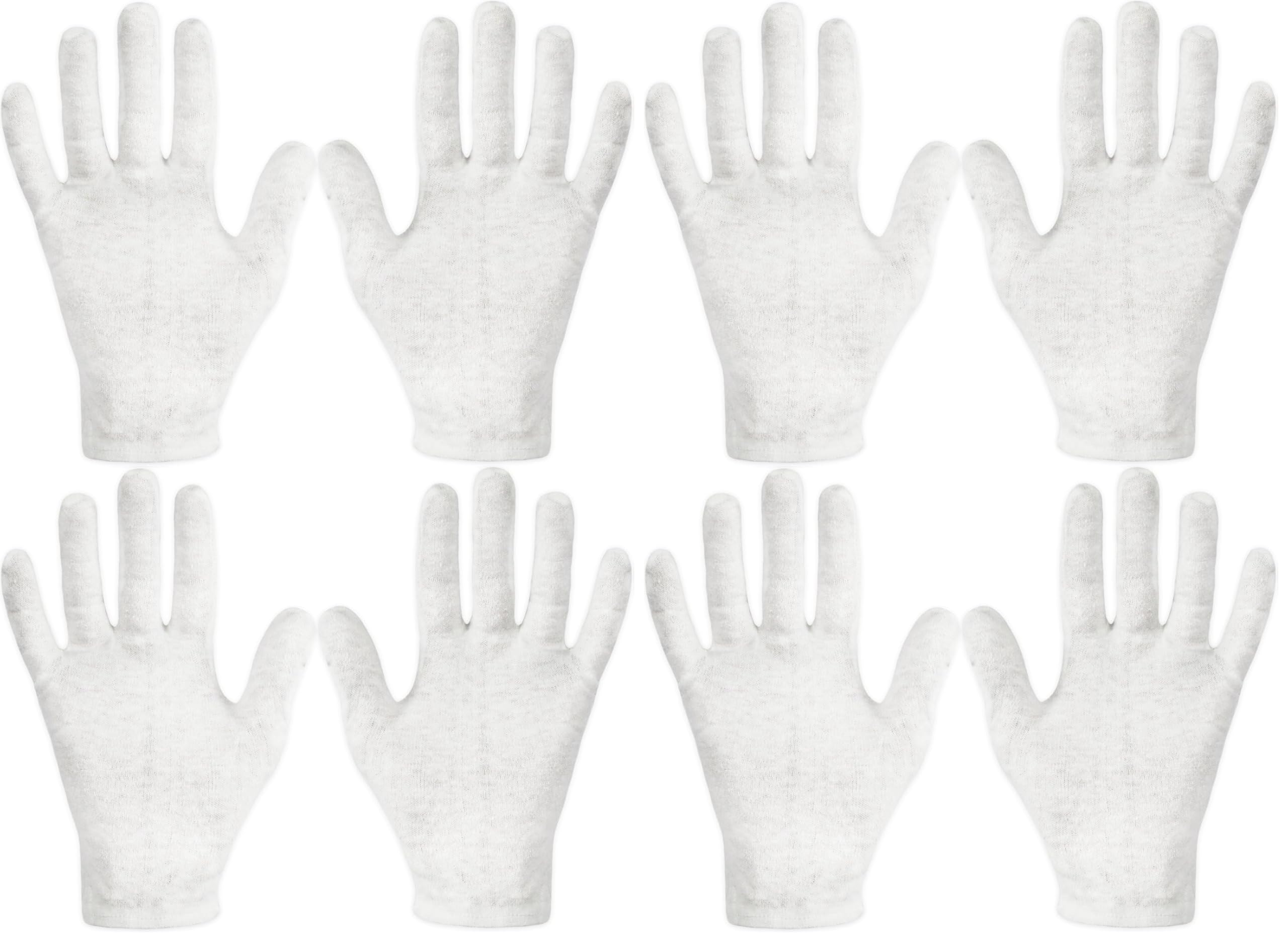 Eurow Moisturizing Gloves for Dry Cracked Hands, Overnight Healing Cotton Gloves Lock in Lotion for Eczema, Psoriasis, Skincare Relief, Reusable Unisex Fit, 2 Pairs, White (Pack of 2)