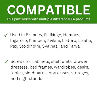 Spare Hardware Parts Shoe Cabinet and Drawer Screws (Replacement for IKEA Part #100347) (Pack of 12)
