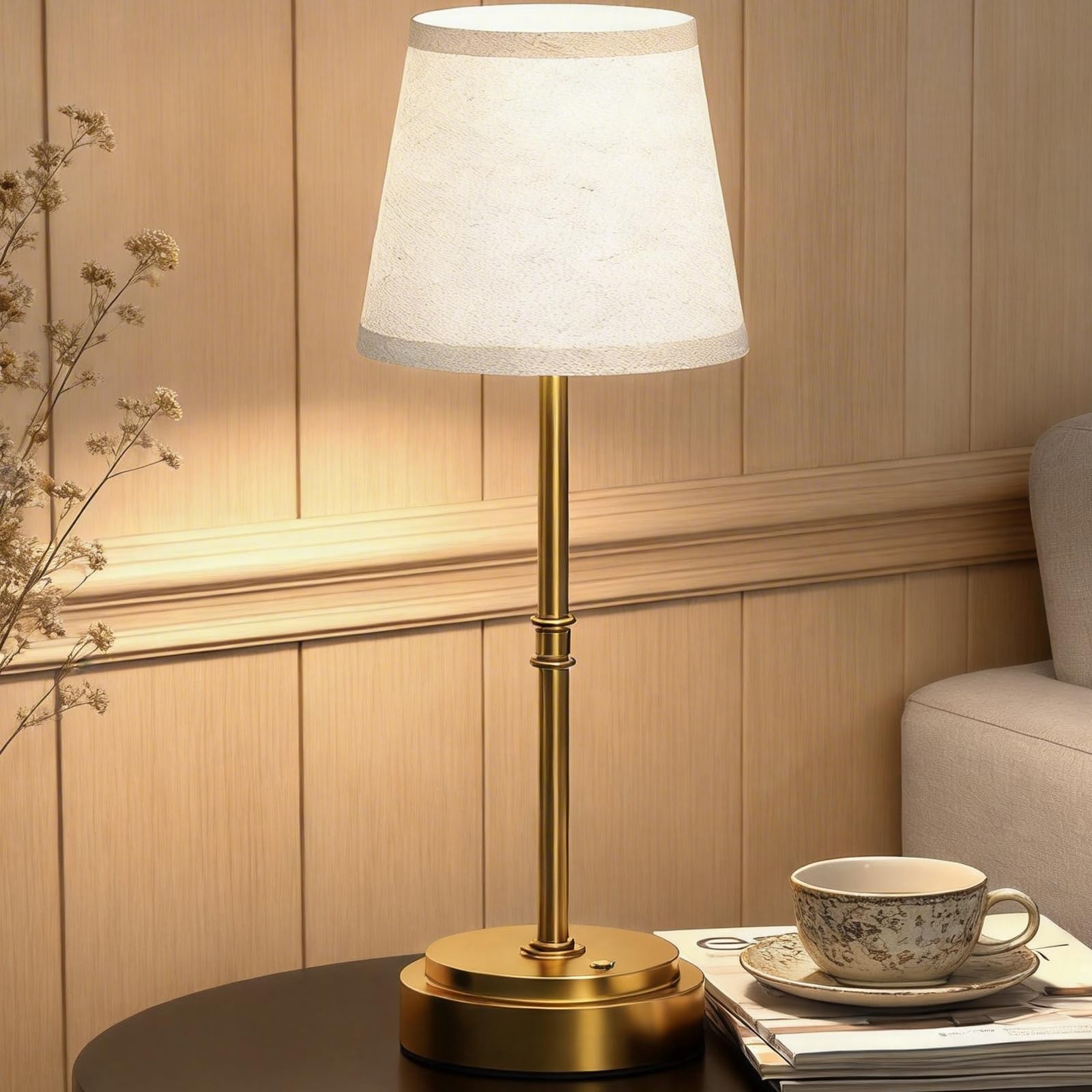 Lampe de table rechargeable sans fil, de la table de chevet à la table d'appoint, doré, 1 pièce