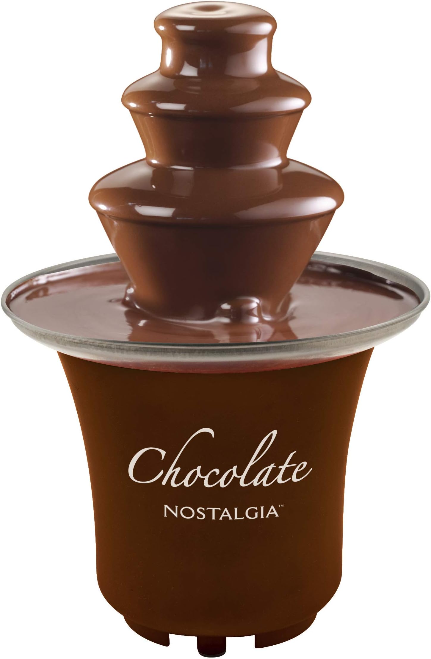 Nostalgia 3 Tier Electric Chocolate Fondue Fountain Machine for Parties - Melts Cheese, Queso, Candy, and Liqueur - Dip Strawberries, Apple Wedges, Vegetables, and More - 8-Ounce - Brown
