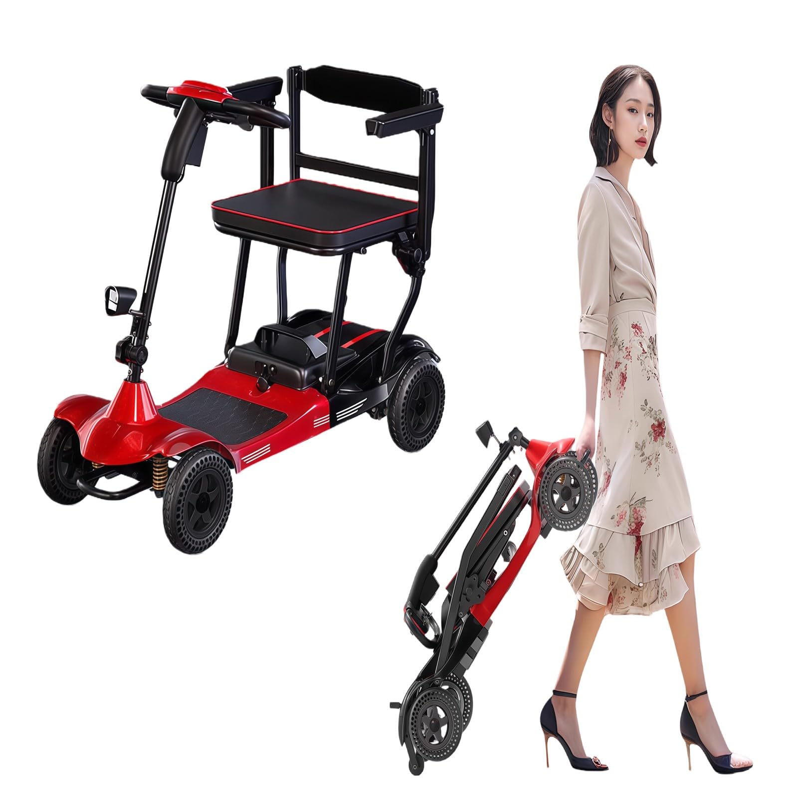 Véhicule Électrique Pliable Ultra Léger À Quatre Roues, Conçu Spécifiquement pour Les Personnes Âgées, Véhicule Électrique À Assistance Électrique, Scooter De Voyage Et De Mobilité.