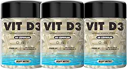 Kit 3x Vitamina D3 2000UI Rende 60 Doses 60 Capsulas Colecalciferol 60 Doses Suplemento Auxilia no Sistema Imune Ossos e Dentes Alto Teor - Natural Foods