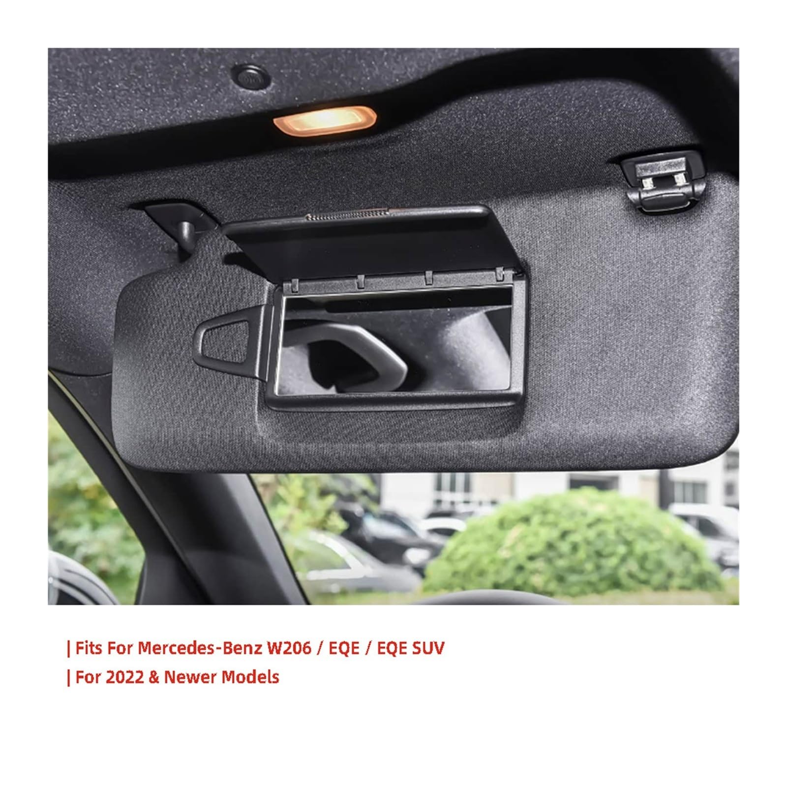 2068106902 Auto Sonnenblende Sonnenschutz Panel Make-Up Kosmetik Spiegel Kompatibel Für Mercedes Benz C Klasse W206 EQE/EQE SUV 2022-2025(White-R)