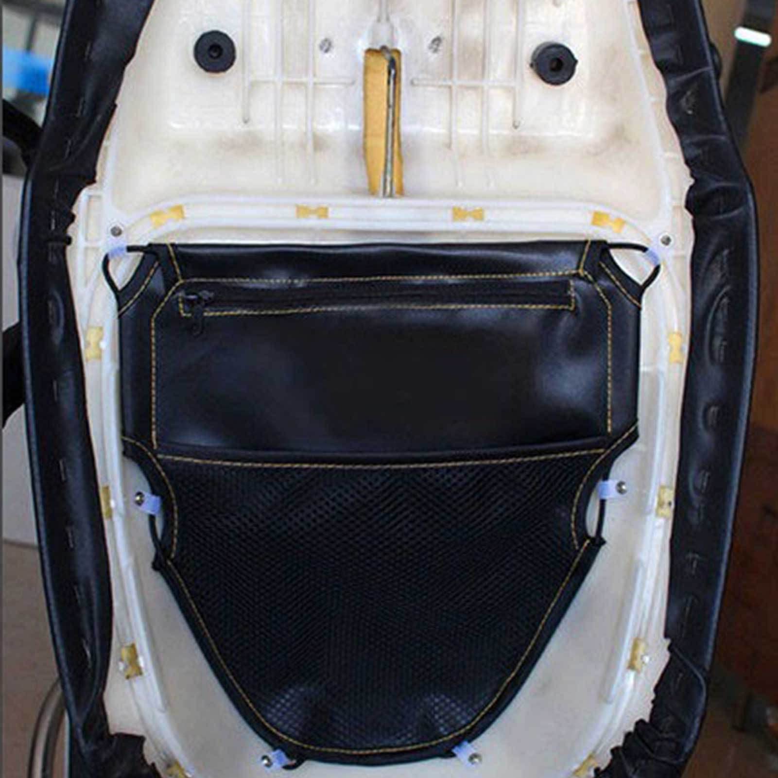 【値下】バイク用 レザー サドルシート ブラック Amazon | Gerinkoken オートバイシートバッグ シート下収納 多