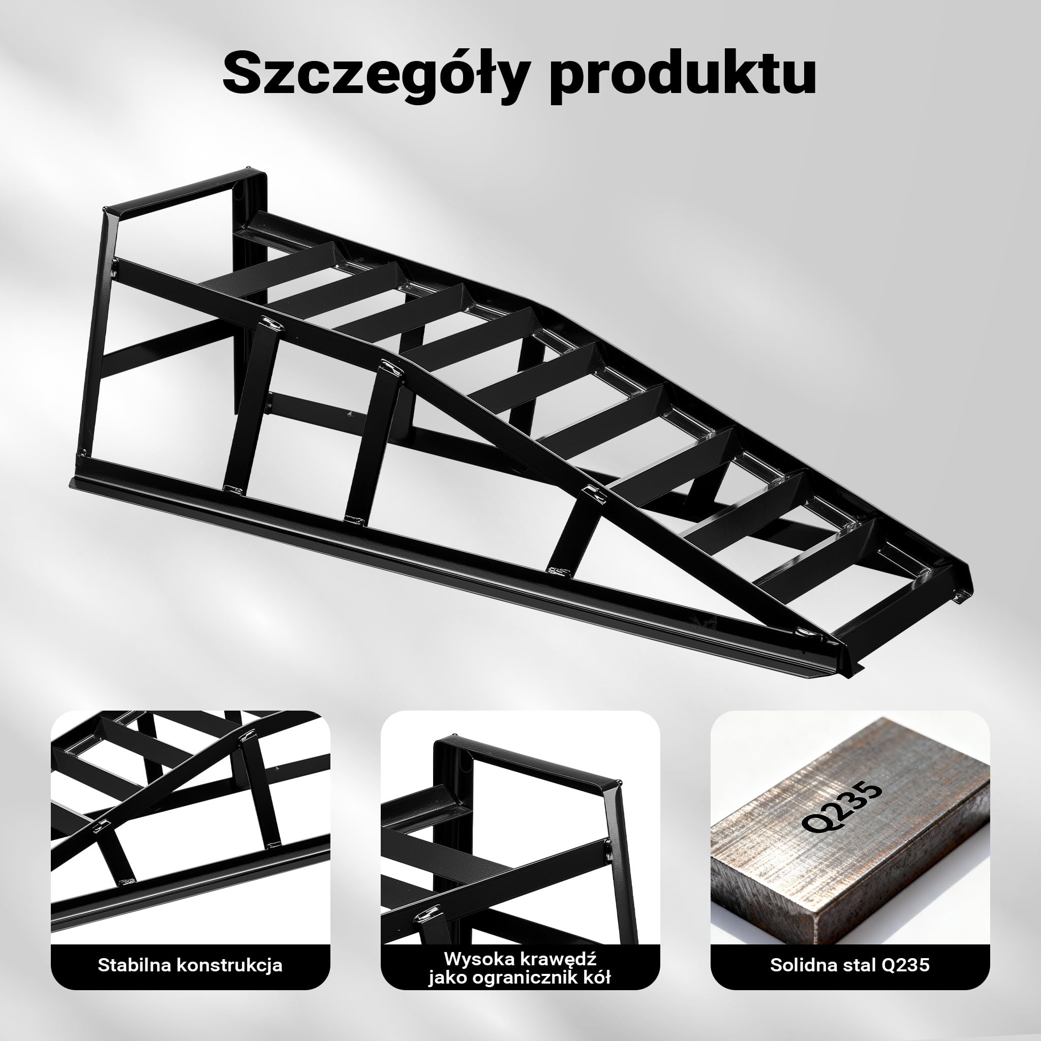 Wiltec 2x Najazd samochodowy do 2 t na parę, 830 x 262 x 270 mm, rampa najazdowa do pojazdów, podjazdy ze stali