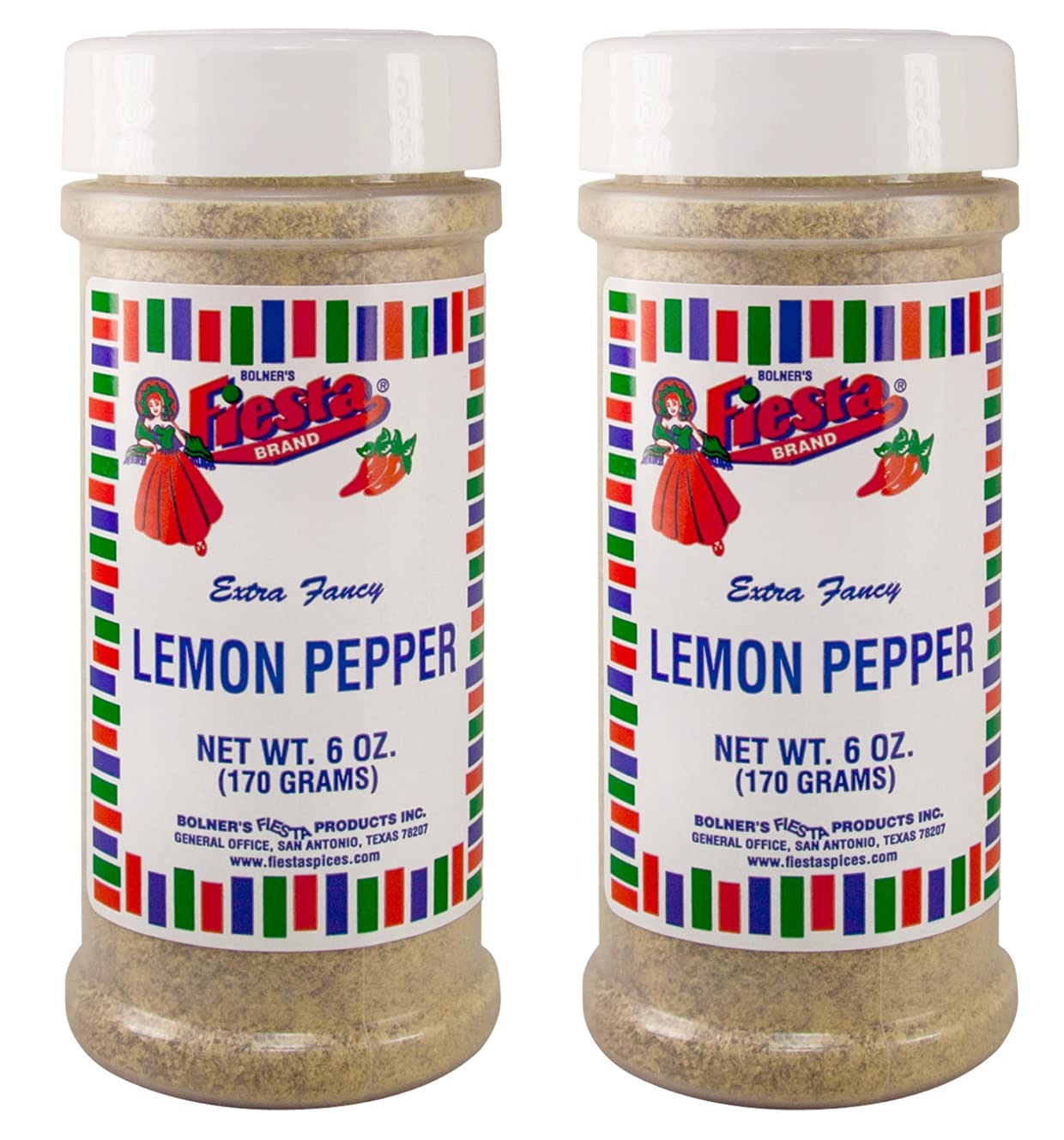 Bolner's FiestaExtra Fancy Lemon Pepper, 6 Ounce Shakers (Pack of Two - 12 Ounces Total)