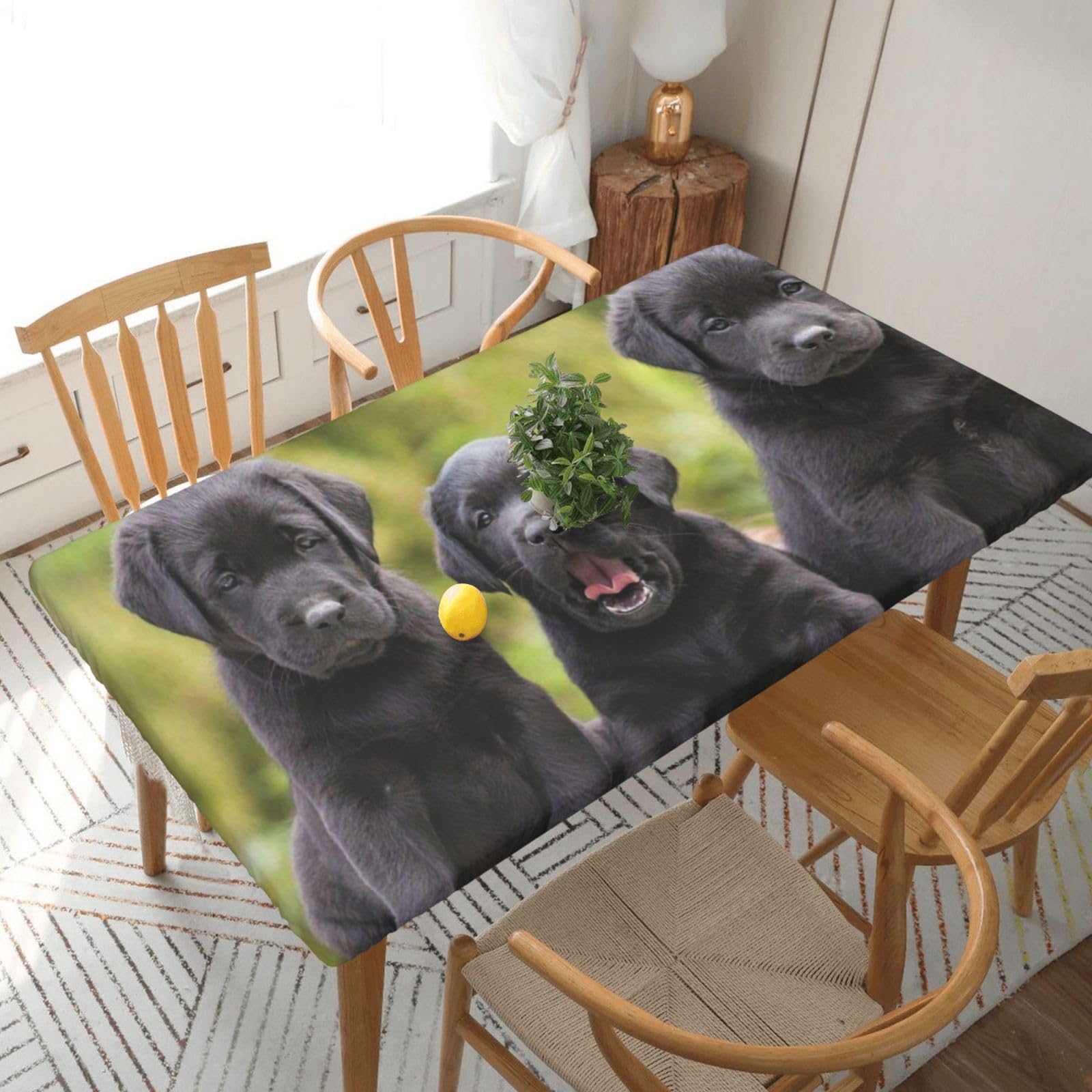 BNVSADC Labrador Retriever Dog Printed 5FT Tablecloth Polyester Kitchen Water Resistant Table Cloth Dining Table Decoration Table Covers, 152x76 CM