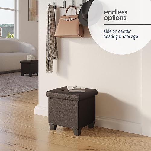 Miniatura 547 de Otomana plegable para dormitorio o sala de estar, con contenedores de almacenamiento, reposapiés para el extremo de la cama, soporta hasta 660 lb,