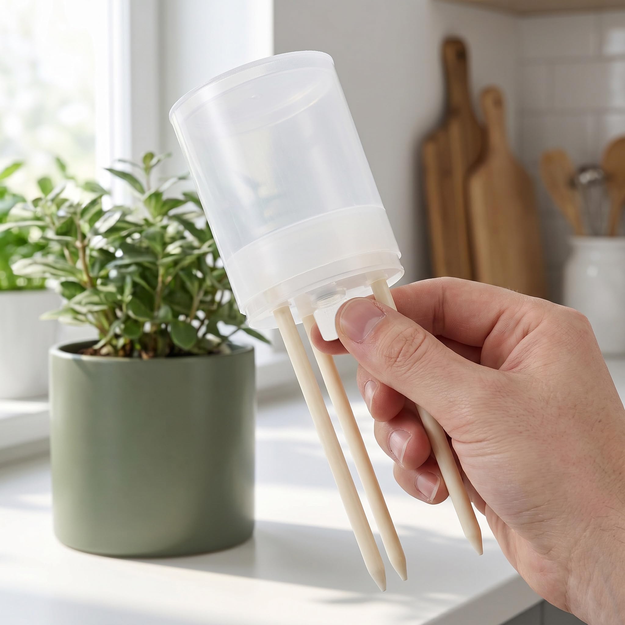 Lurrose Set di 4 vasi autoirriganti con Punta, gocciolatore a Flusso Regolabile per Piante su palo di Muschio, Dispositivo di irrigazione Automatico per Monstera, irrigatore per palo di Muschio