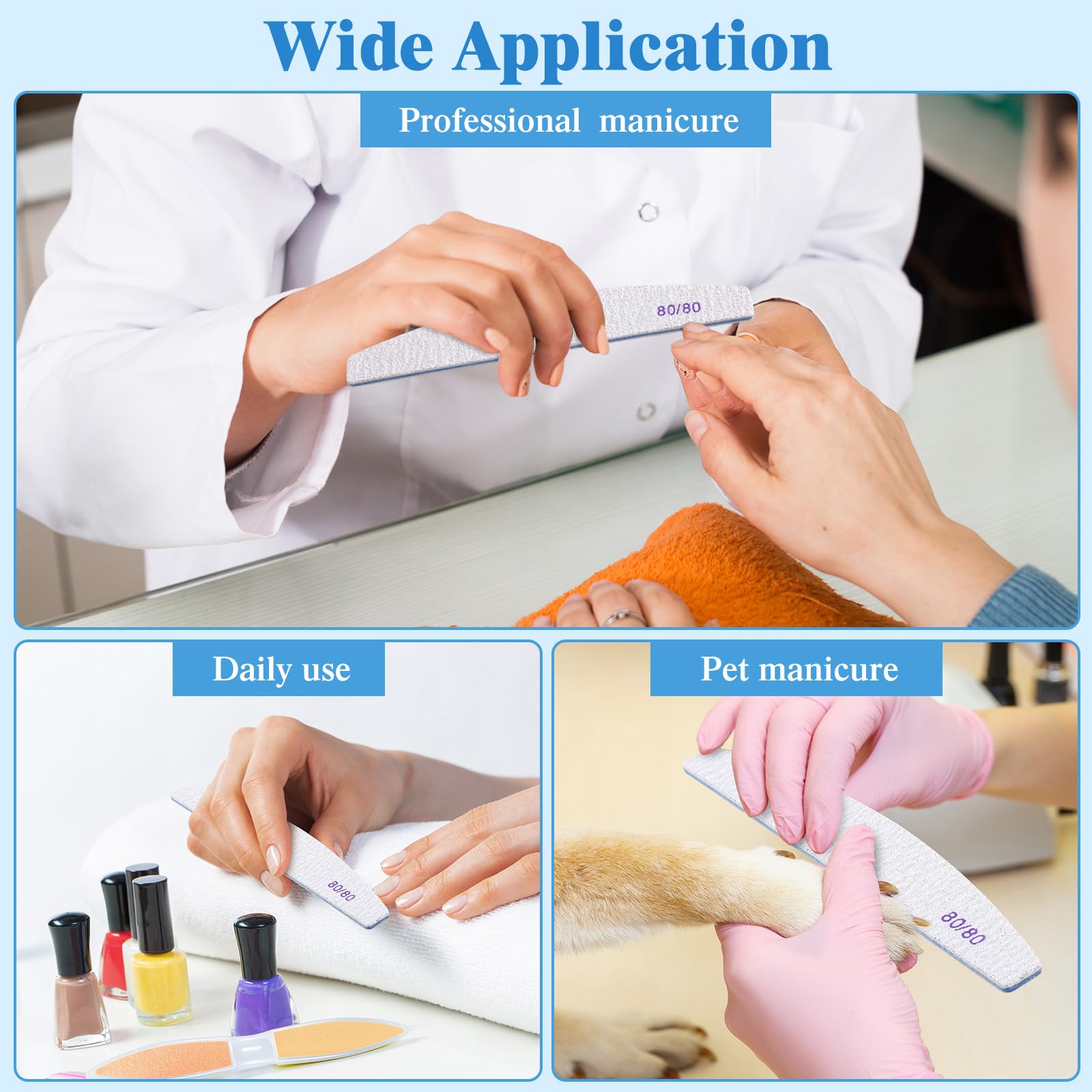 Nagelfeilen, Körnung 100/180, wiederverwendbar, doppelseitig, für Acryl- und Gelnägel, professionelle Fingernagelfeile, Maniküre-Werkzeuge für Feiler, Salon, Pediküre, Schönheit, 200 Stück