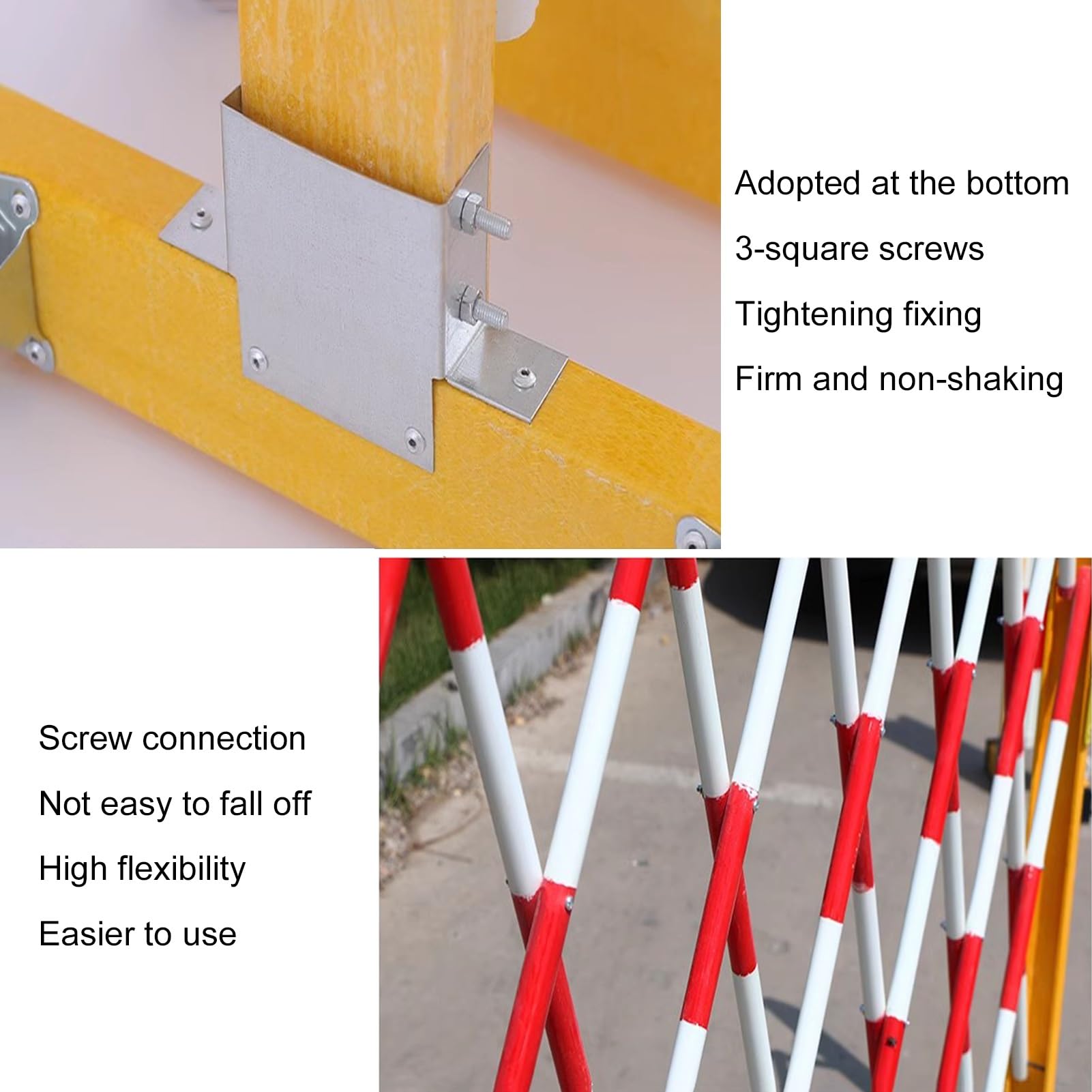 Barrière de Circulation rétractable - Clôture de Route/allée Pliable et Extensible avec Portail Ciseaux pour Chantiers - Hauteur : 1,2 m - Couleur : Jaune - Dimensions :
