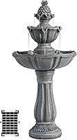 XBrand 36.2" 2-Tier Solar Outdoor Water Fountain - Freestanding Garden Bird Bath, Classic Gray Resin Design
