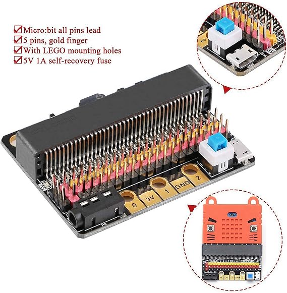 3X Micro-Bit Expansion Board IOBIT V2.0 Breakout Adapter Shield with Buzzer for Micro-Bit Kids'S Python Programming