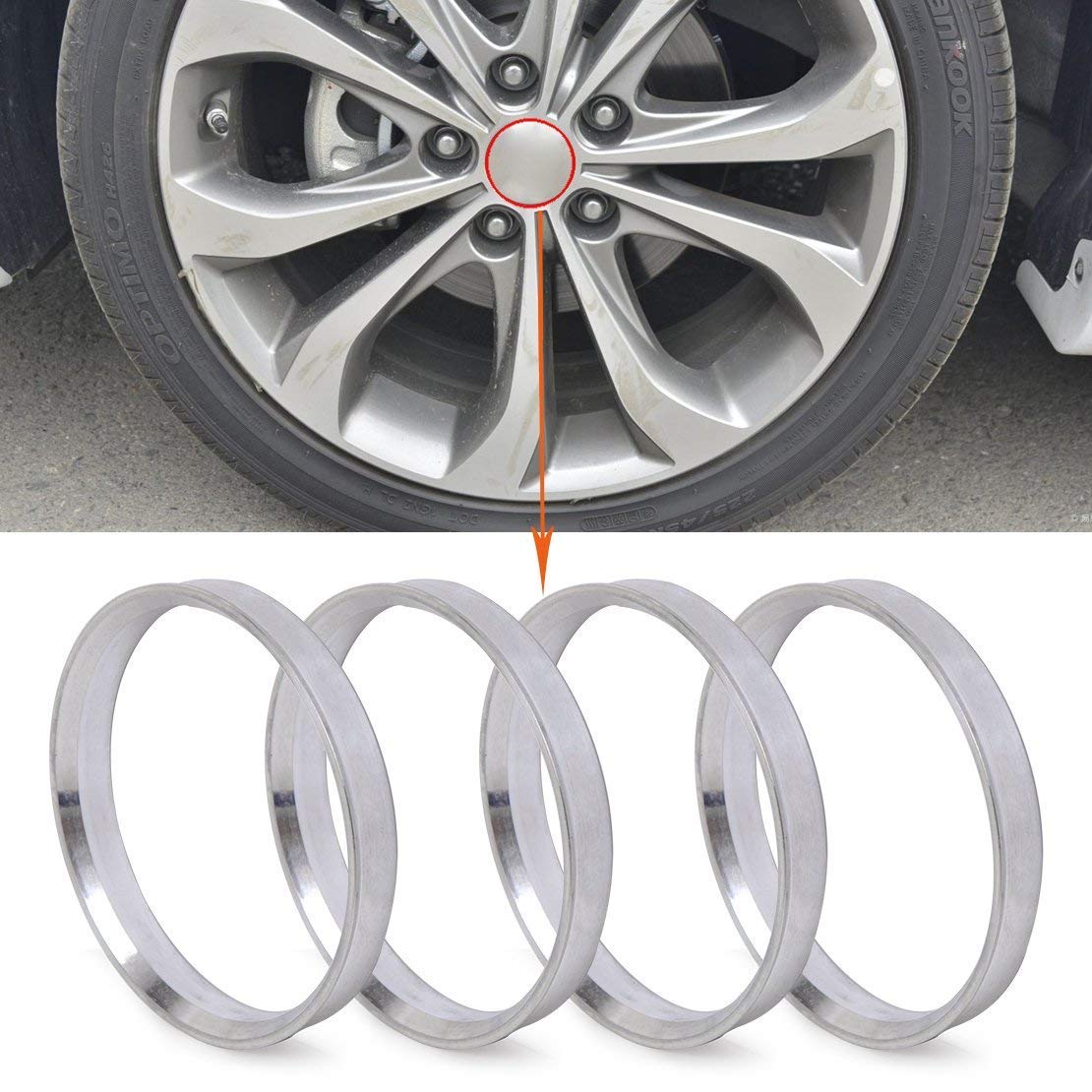 Anillos Centradores Ruedas Anillos Centradores X AUTOHAUX 67.1 A 65.1 Mm - Aleación Aluminio, Pack 4 Unidades Adaptador Ruedas Coche