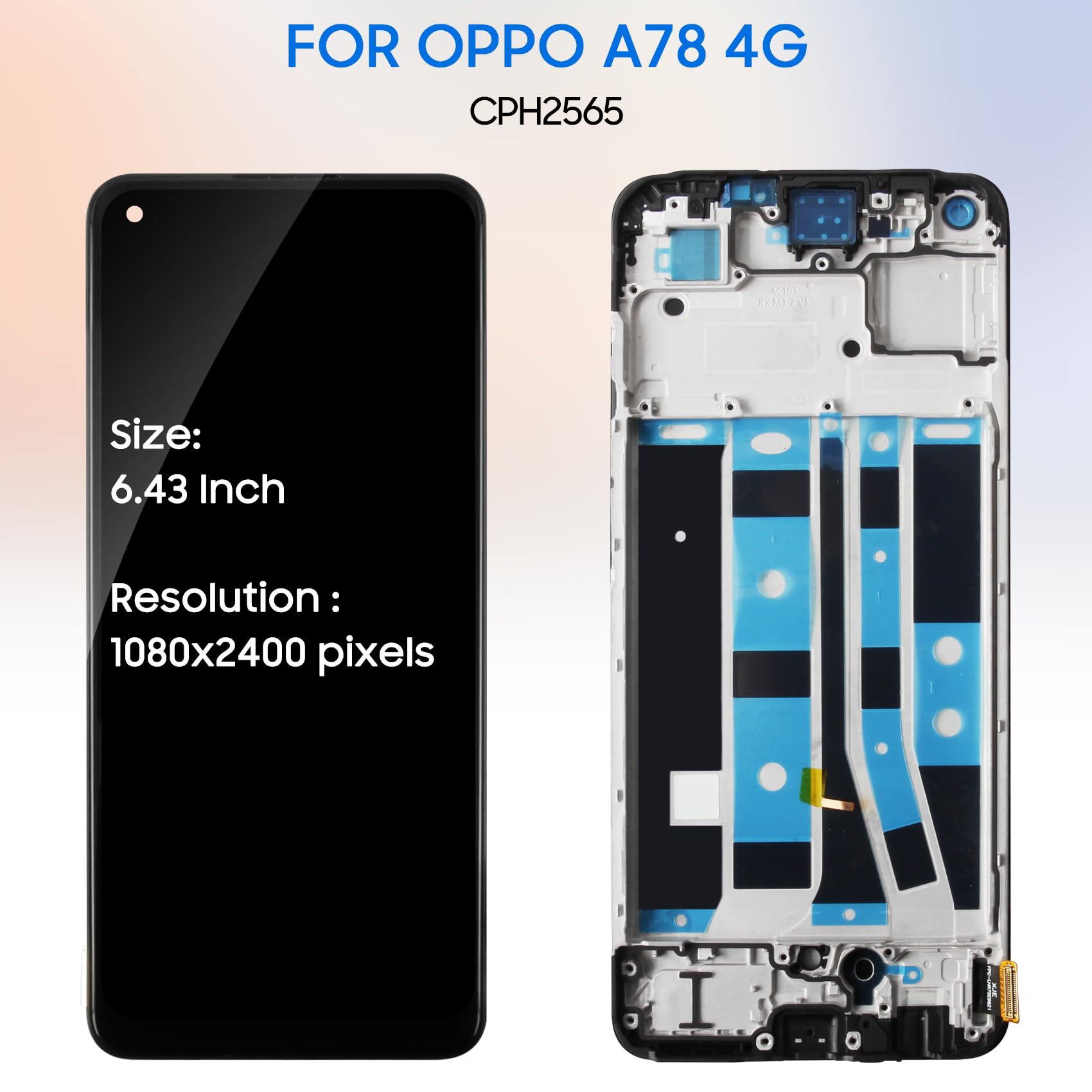 Schermo LCD Touchscreen Per Oppo A78 4G CPH2565 – Kit Riparazione Con Cornice Nera E Strumenti (solo 4G, Non Per 5G) - 3