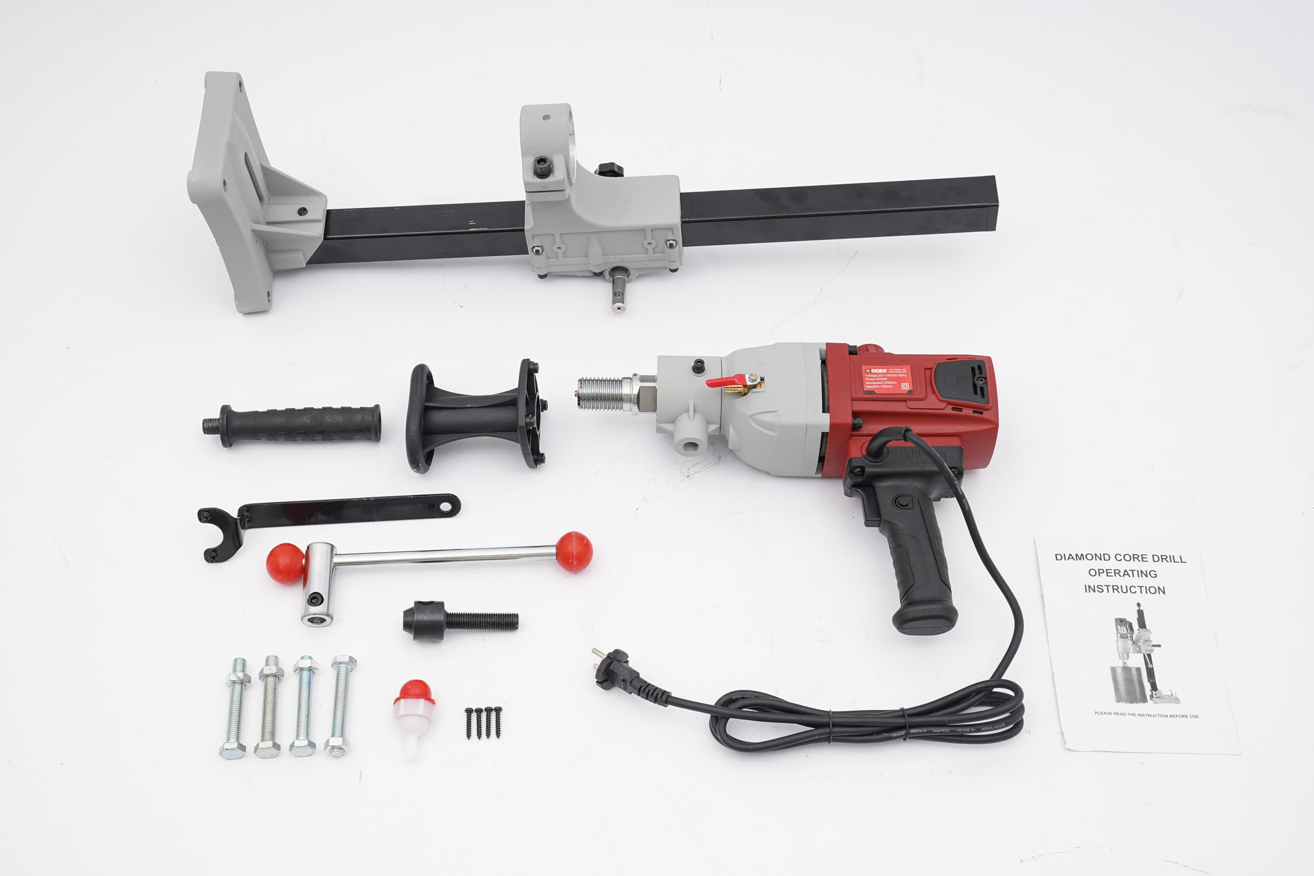 Carotteuse 2200 W - Utilisation humide et sèche - Fonctionnement manuel vertical 2 en 1 - 1200 tr/min - Pour béton armé, brique, marbre, ouverture murale