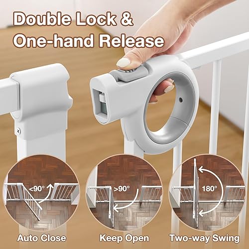 Miniatura 6 de RONBEI - Puerta para bebés para puertas y escaleras, puerta de seguridad para bebés de 29.93-51.5 pulgadas de ancho con cierre automático para niños