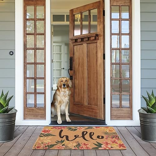 Miniatura 5 de Asrug Felpudo de 17 x 30 pulgadas, tapete de bienvenida para interiores y exteriores, tapete de fibra de coco artificial duradero para entrada,