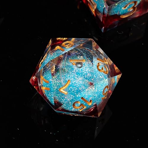 Miniatura 2 de DND-Blue Flow - Juego de dados DND hechos a mano, 7 accesorios, dados de borde afilado para juegos TTRPG de Calabozos y Dragones, RPG multicara de