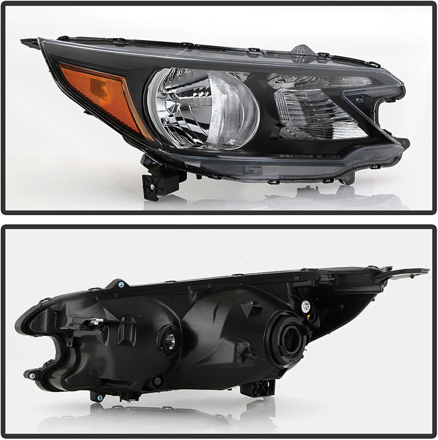Black Halogen Headlight Assembly Compatible with 2012 2013 2014 Honda CR-V CRV Driver and Passenger Side Headlamp 33100T0AA01 33150T0AA01