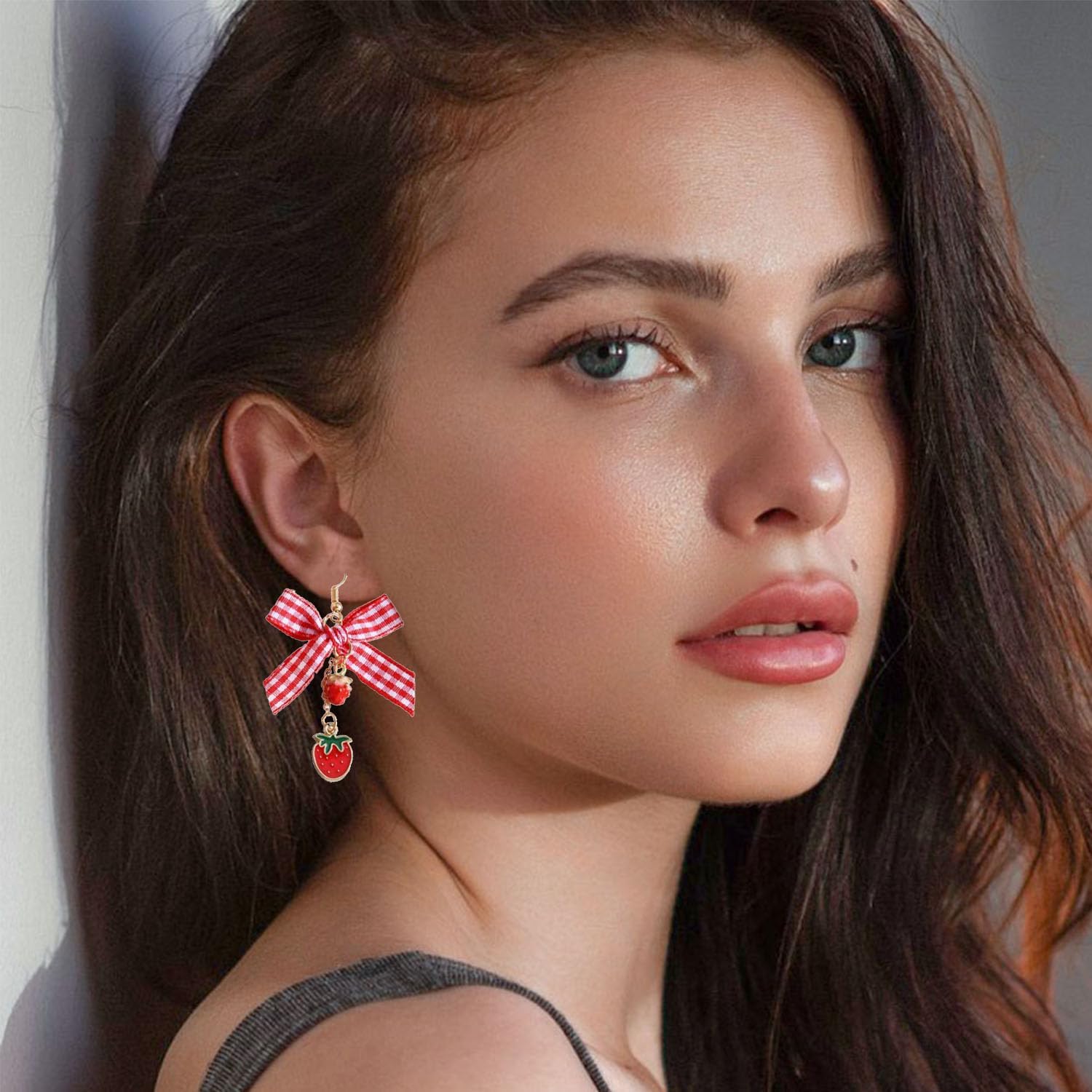 Sweet Strawberry Earrings for Women Cute Bow Strawberry Shortcake Earrings 3D Simulation Fruit Earrings for Women Jewelry - Image 2