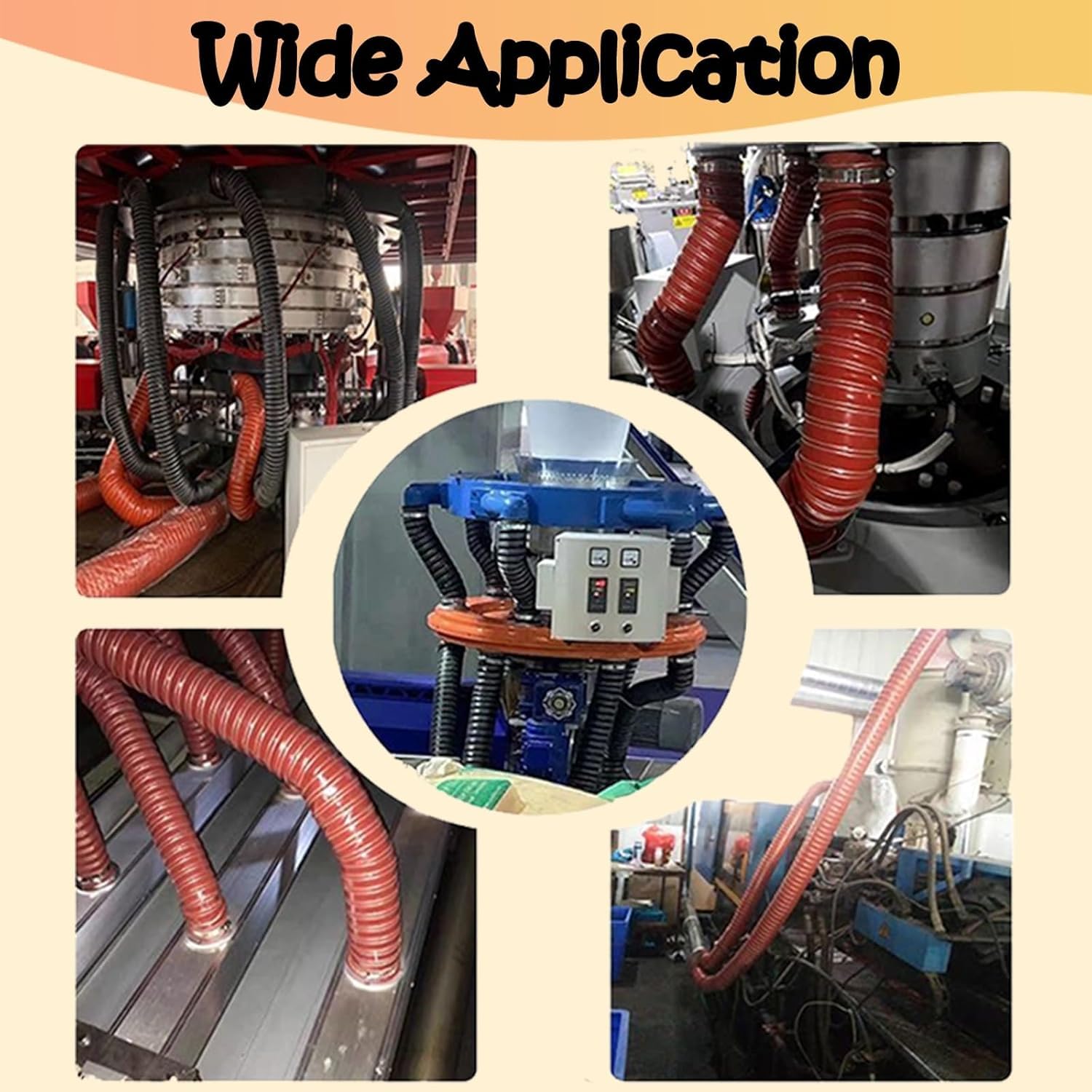 Conducto de Freno de Silicona Flexible, conducto HVAC de 2 Metros de Largo, conducto de ventilación de soplador de Aire Acondicionado portátil, diámetro de 12 Pulgadas, Resistente a Altas te