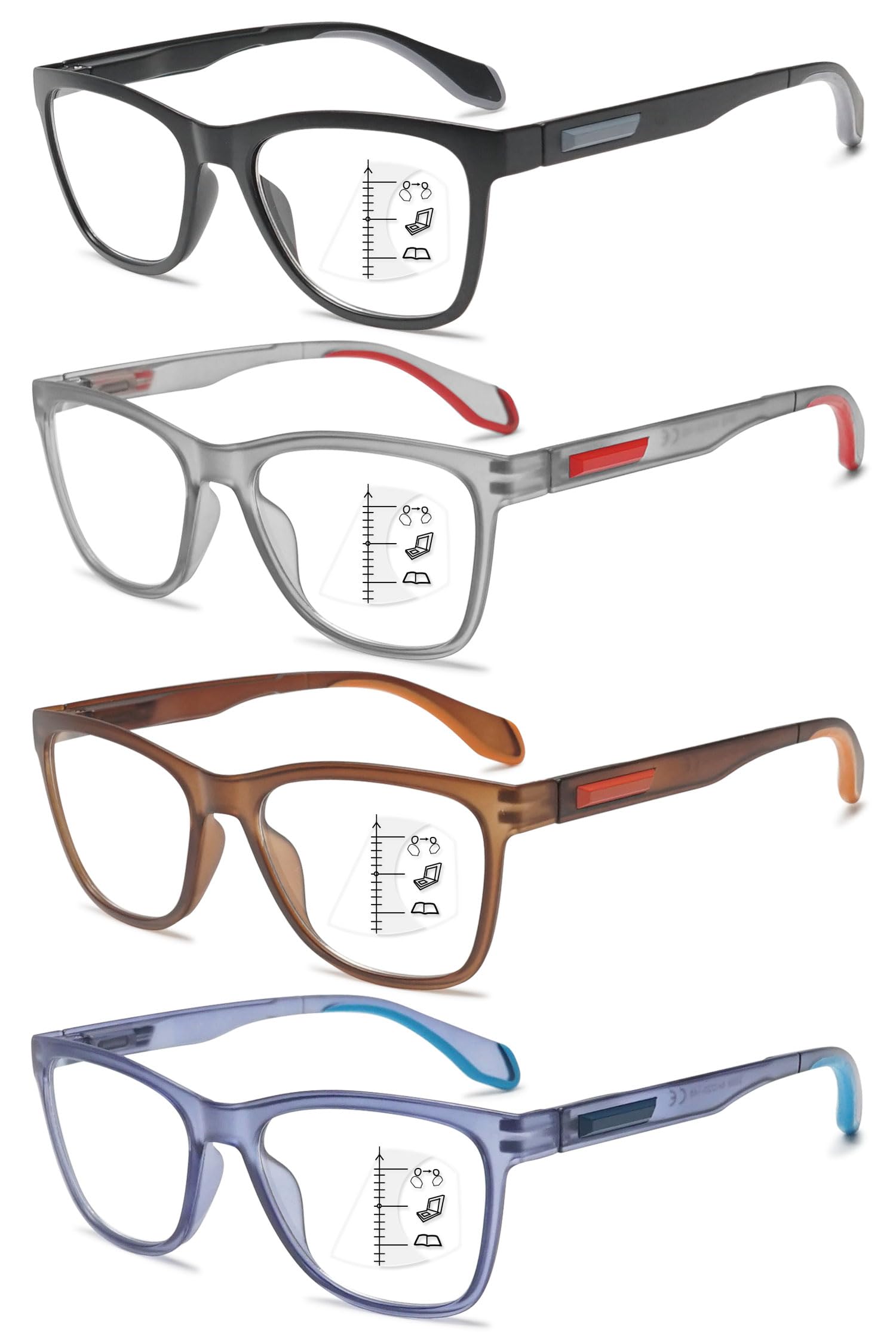 VEVESMUNDO Gleitsichtbrille Lesebrille Blaulichtfilter Multifokale Gleitsicht Brillen Federscharnier Leicht Lesegleitsichtbrille Gleitsichtlesebrillen für Herren Damen