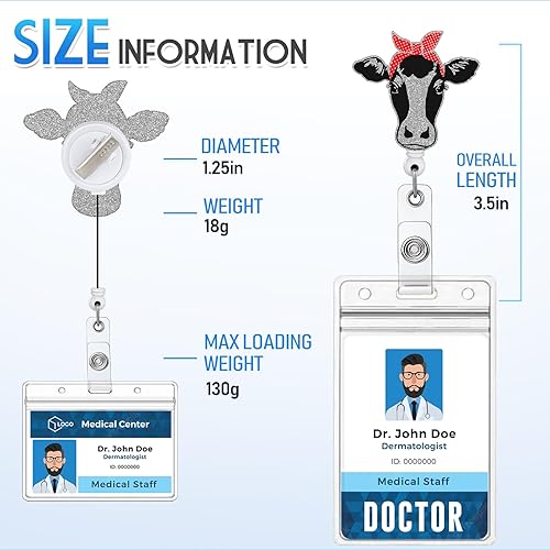 Miniatura 3 de Plifal Soporte retráctil con clip de identificación para enfermera, enfermería, tarjeta de identificación, linda vaca, asistente médico, accesorios
