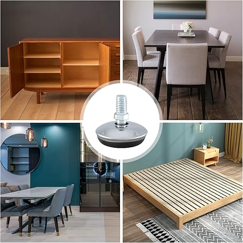 Miniatura 8 de Bivethoi Paquete de 12 pies niveladores ajustables M6, almohadilla niveladora ajustable de 1.12 pulgadas de altura, patas de mesa para muebles