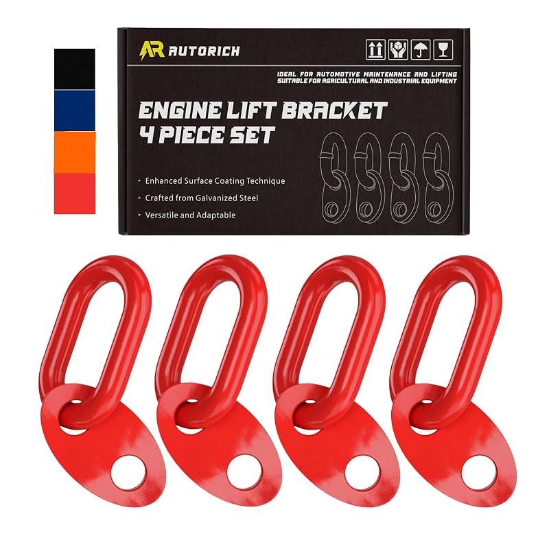Kit de Suportes de Elevação de Motor AUTORICH 7100 em Aço Galvanizado, Vermelho, 4 Peças