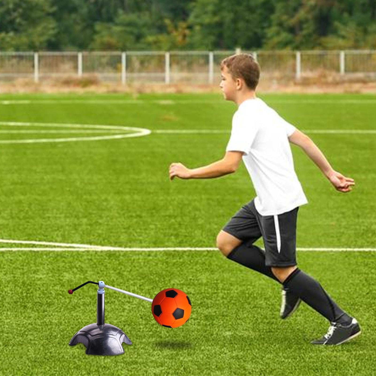 Trainer Touch Calcio, Ausilio Allenamento Football con Rotazione 360° | Meccanismo a Molla, Base in Gomma, Allenamento Calci Multi-Angolo per Passaggi, Controllo e Agilità