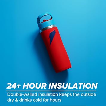 Gatorade 'Overtime' 22oz Stainless Steel Water Bottle, Straw Cap, Red/Blue