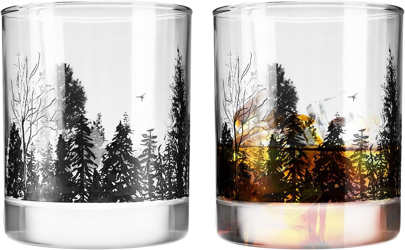 TOOWELL Whiskey Glasses Set of 2 - Retirement Gifts for Men Woman, 11OZ Bourbon Glass Old Fashioned Handmade, 40th 50th 60th Birthday Gifts for Him Dad Anniversary Valentines Party Decorations