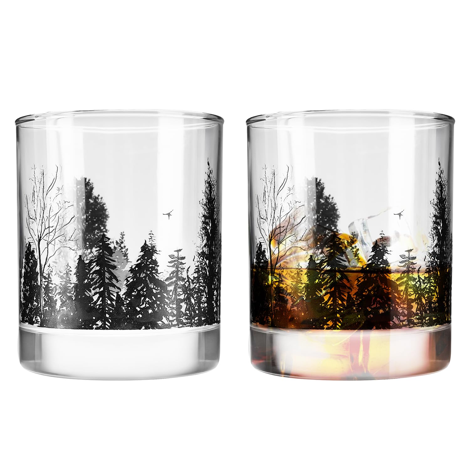 TOOWELL Whiskey Glasses Set of 2 - Retirement Gifts for Men Woman, 11OZ Bourbon Glass Old Fashioned Handmade, 40th 50th 60th Birthday Gifts for Him Dad Anniversary Valentines Party Decorations