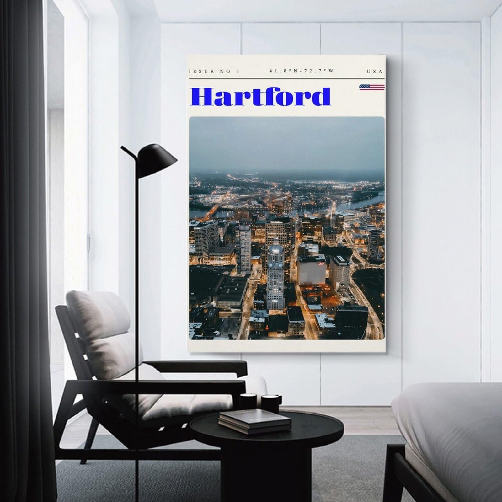 Junmoney Hartford Connecticut Travel Art Room Decor Wall Art, 20x30inch(50x75cm), for Home, Office, Studio Or Guest Room, Canvas Wall Art That Fits Changing Layouts