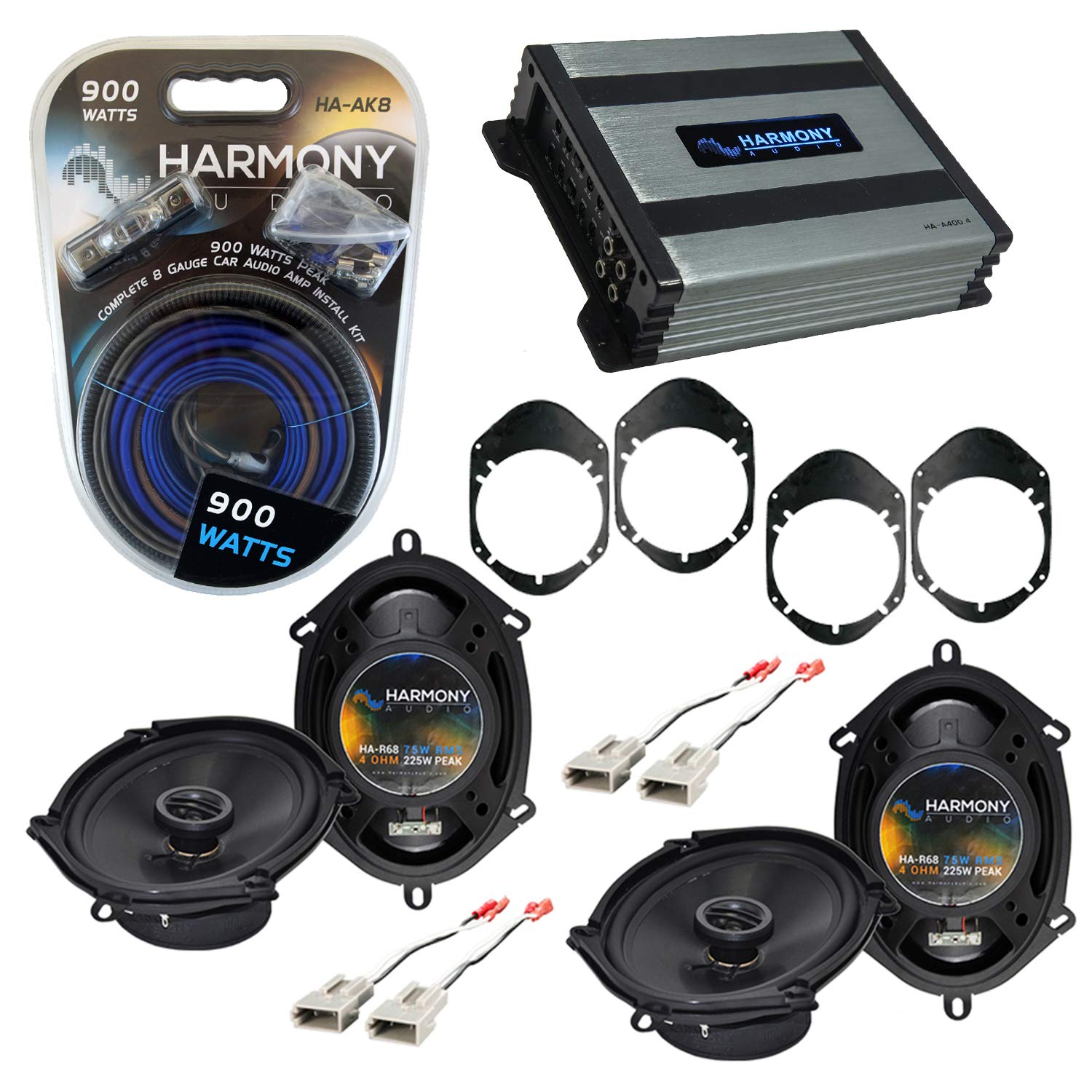 Harmony Audio HA-R68 Compatible with Ford Taurus 1996-1999 Bundled with HA-A400.4 Amplifier Factory Speaker Replacement Package