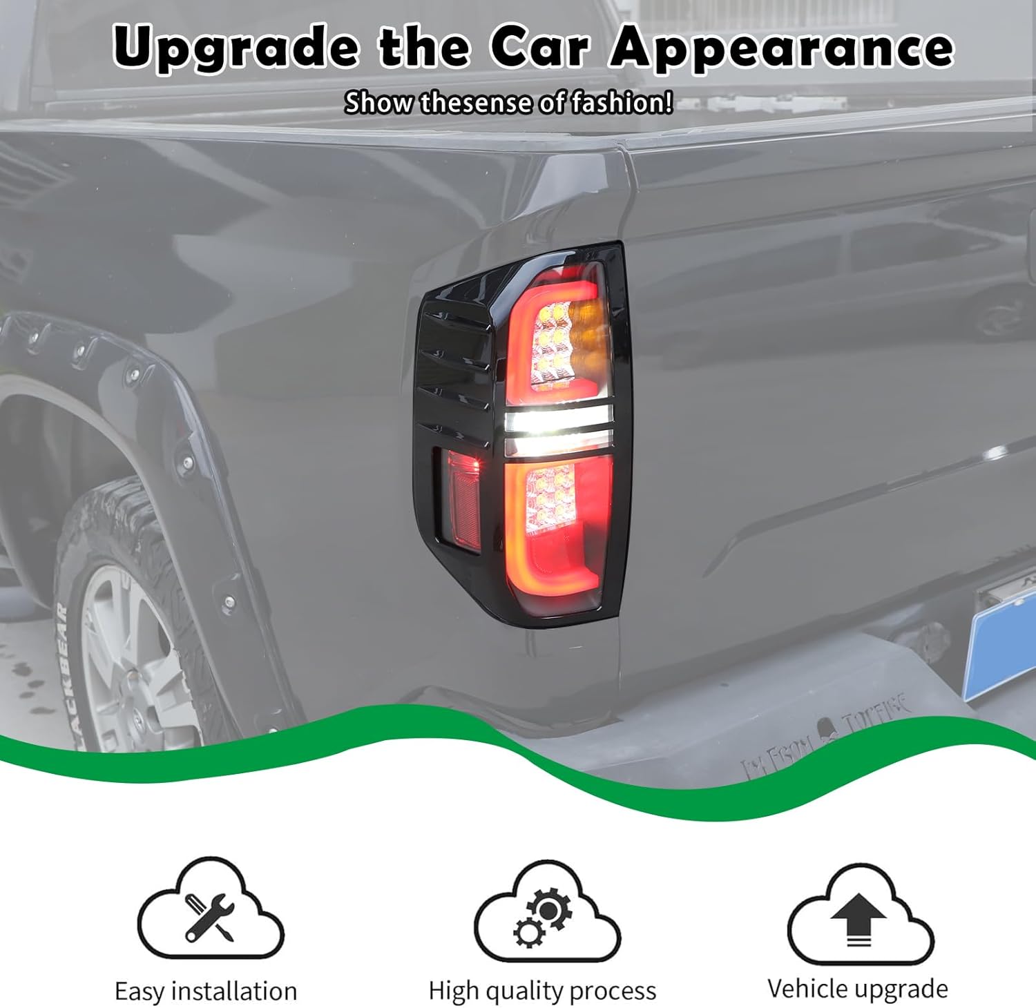 HAPPYHORSE Car Tail Light Cover decorative frame Compatible with Toyot@ Tundra 2007-2021 Tail Light Lamp Protection Cover，ABS Tail Brake Light Lamp Protection Covers Accessories (Piano Black)