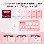 Kit de calibrage à brides avec 10PCS Insérer les brides 13/15/17/19/21mm & Nipple Ruler,Flange Insert Silicone,Soft Flange Insert Kit pour le remplacement de la pompe à sein Compatible avec la plupart des pompes à sein (Multicolor#002)