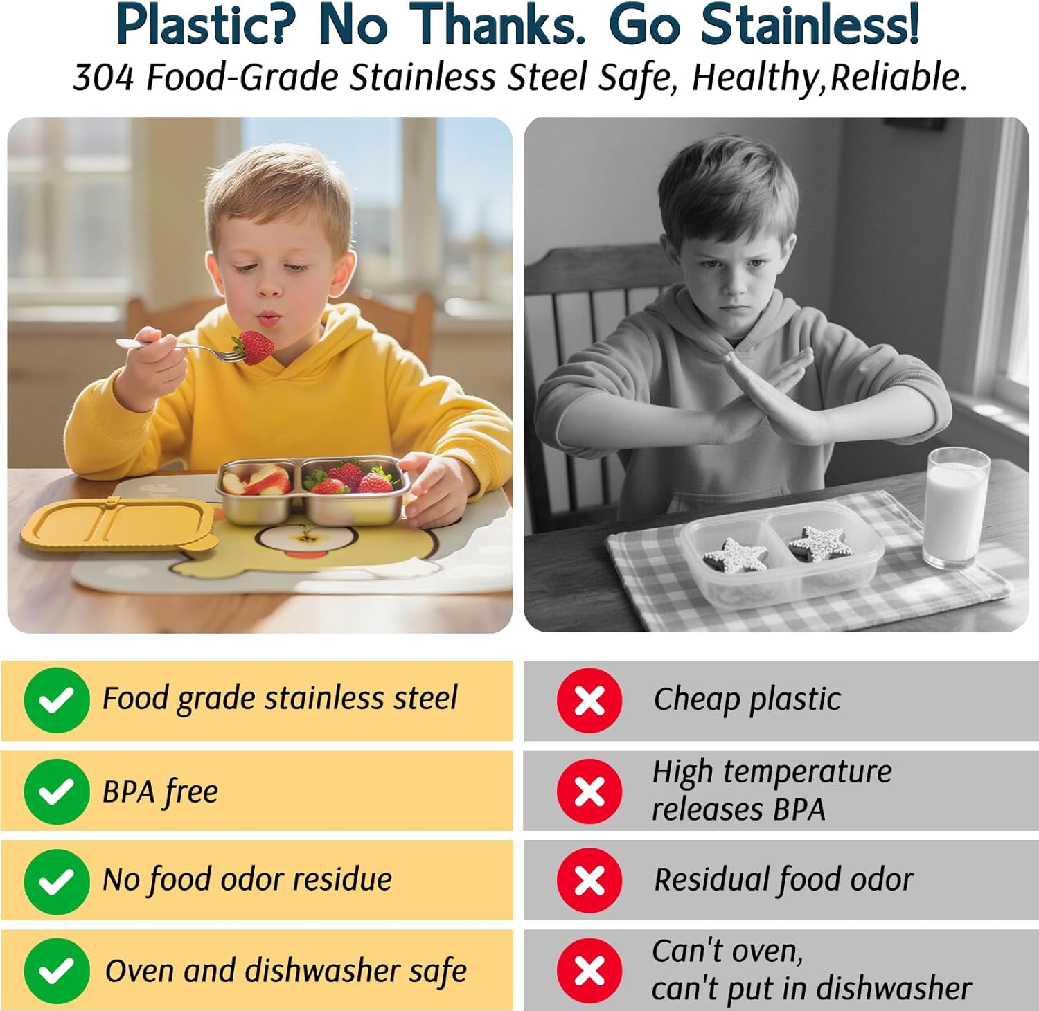 3 Pack Stainless Steel Snack Containers with Silicone Lids, Meal Prep Containers, Reusable 2 Compartment Food Storage Containers, Stainless Steel Box for Lunch, Office, Travel - Image 6