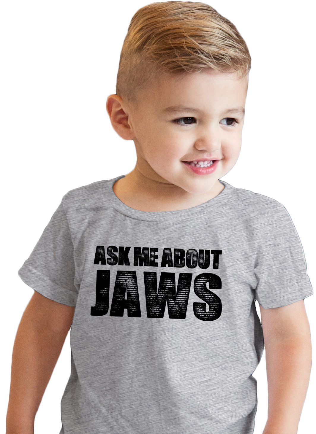 Toddler Ask Me About Jaws T Shirt Funny Shark Movie Flip Up Tee for Kids Funny Kids Shirts Shark Apparel for Toddler Cool Flip Apparel Childrens Graphic Light Grey 4T