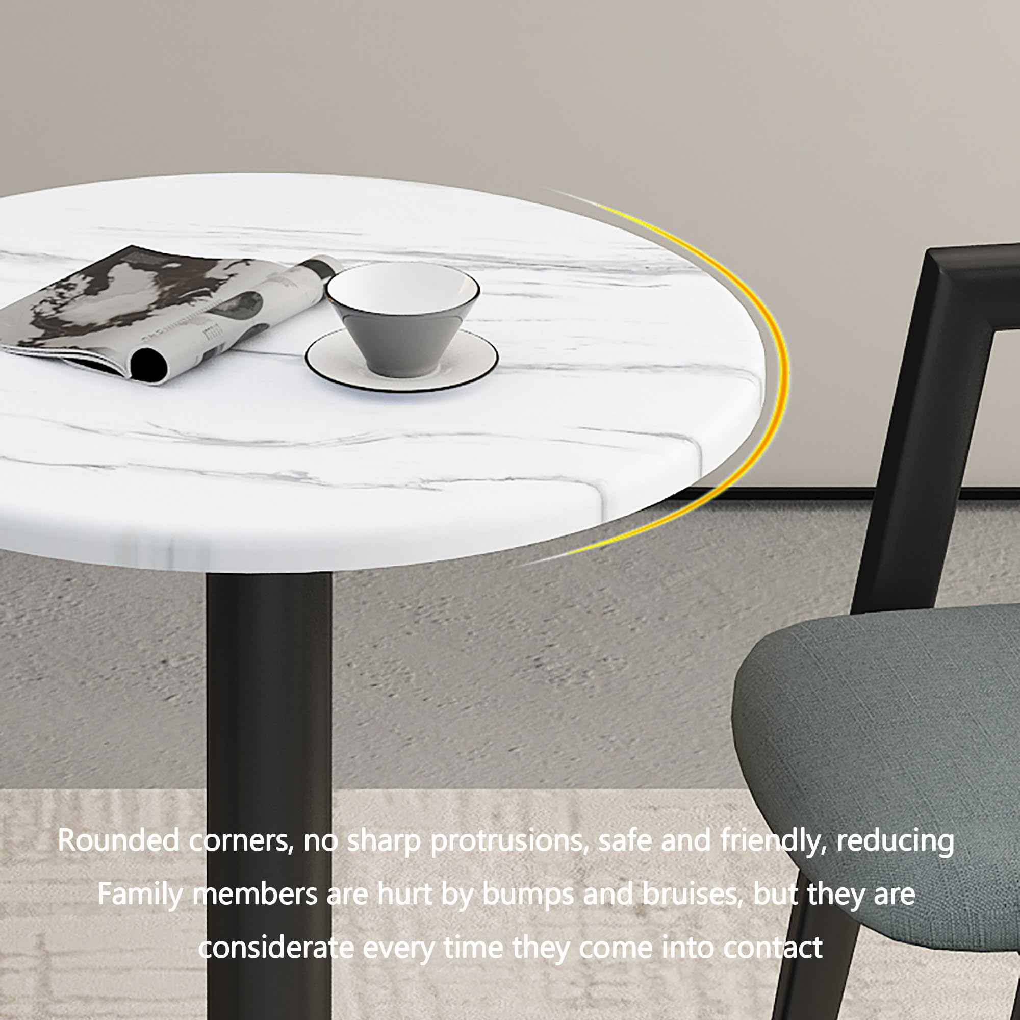 3-teiliges rundes Esszimmer-Set mit gepolsterten Stühlen – kleiner Konferenztisch für Büroküche & Kaffeeraum – stilvolle Empfangs- & Clubmöbel