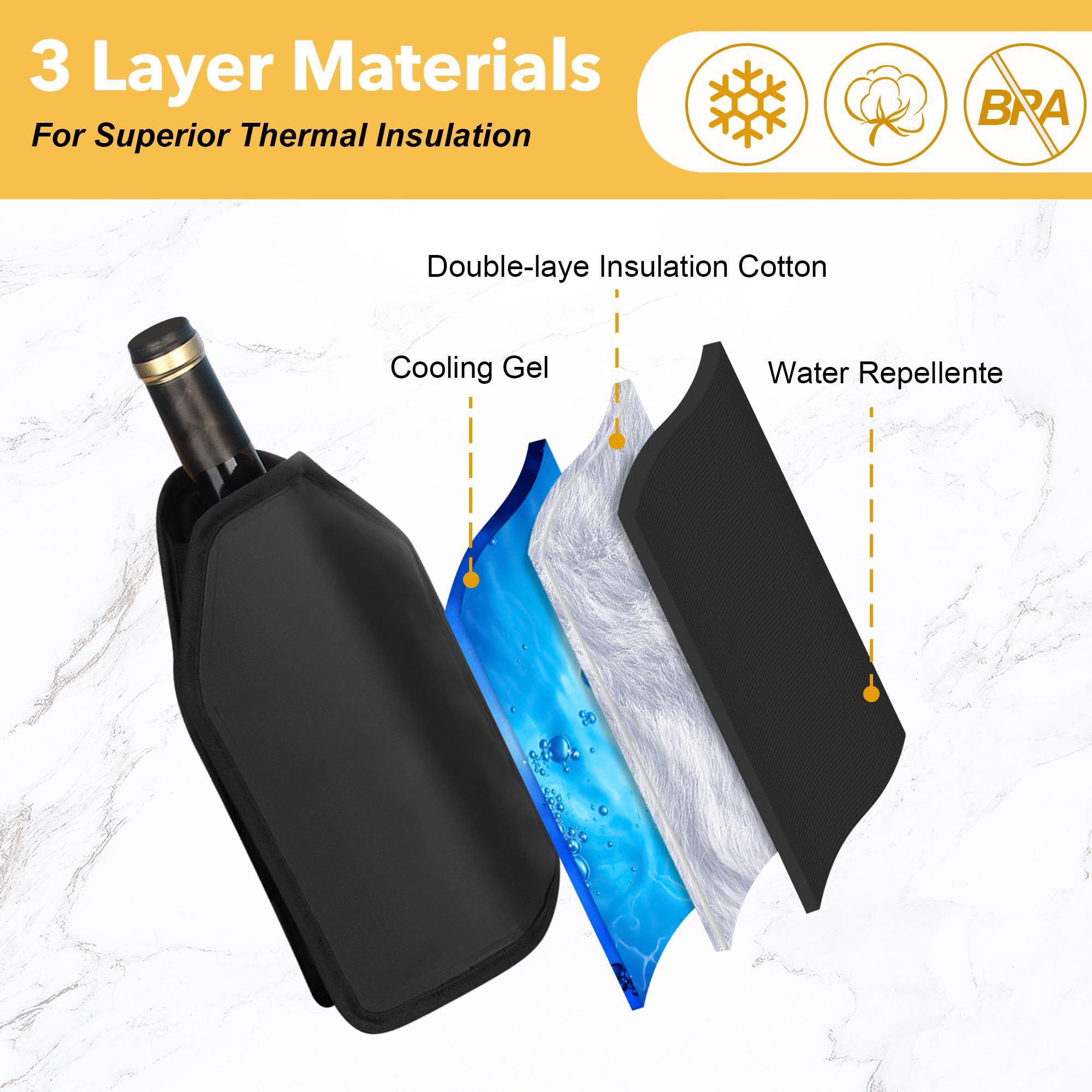 Funda Enfriadora de Botella de Vino, Enfriador Rápido para Vino Cubierta Refrigeradora Wine Cooler de Gel Refrigerador Bolsa Enfriador para Vino Espumoso Champán Cerveza (1)
