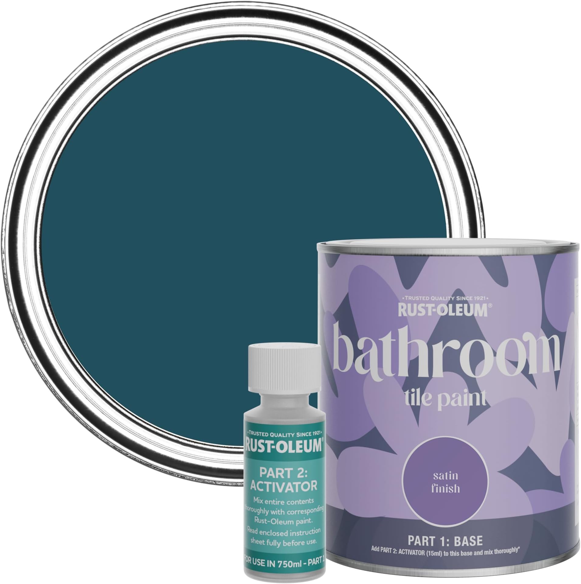 Rust-Oleum Blue Water-Resistant Bathroom Tile Paint in Satin Finish - Commodore Blue 750ml