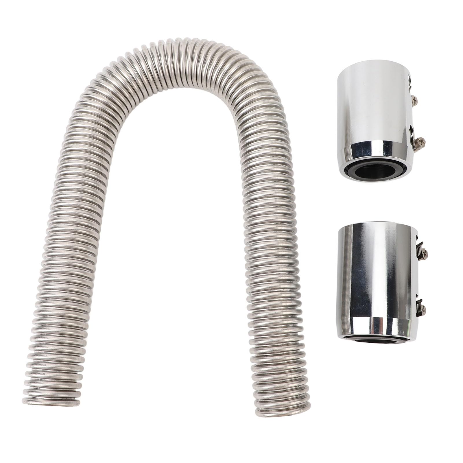 Radiator Hose 24in Stainless Steel Efficient Cooling Coolant Kit for 1‑1/4in 1‑1/2in 1‑3/4in 1‑5/8in Neck(Silver)
